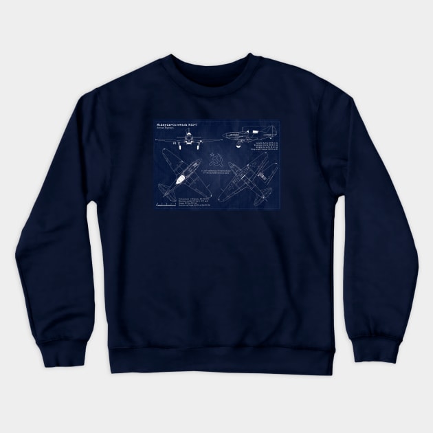 Mig3 CCCP Blueprint Crewneck Sweatshirt by Aircraft.Lover